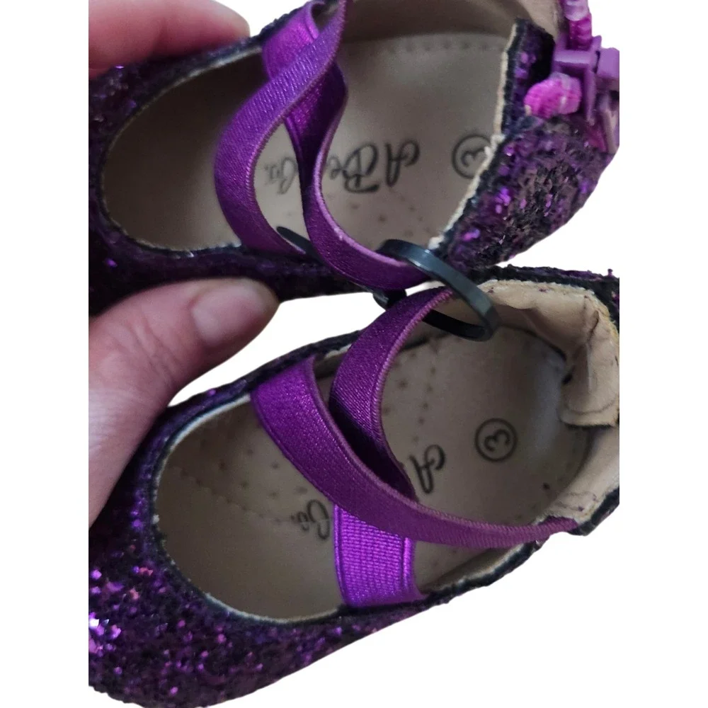 NEW A Bear Co Toddler Size 3 Neptune Glitter Ballerina Flats Vivid Purple‎
